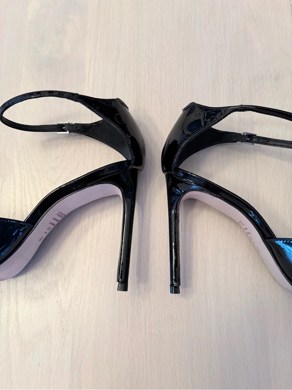 SCHUTZ black patent d’orsay ankle strap pumps